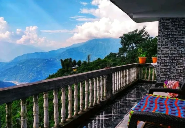 Hill view balcony of Malgudi Resort
