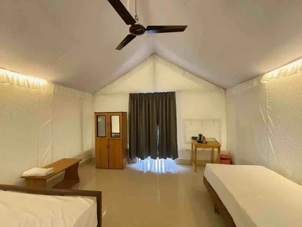 Inside Luxury Cottage Tent Bedroom